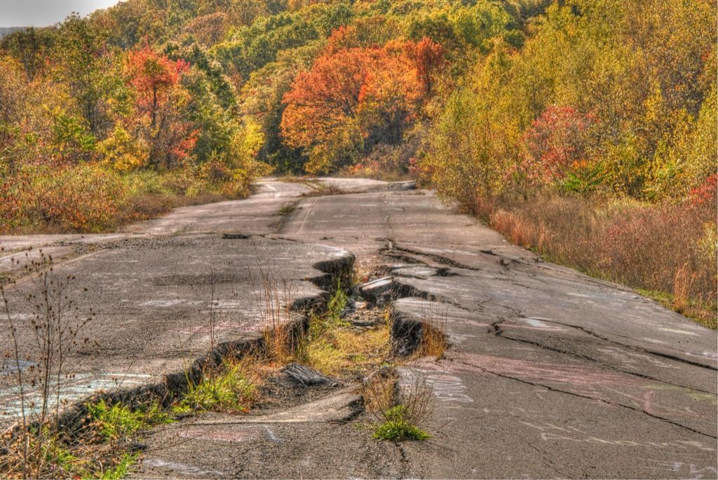 Centralia szellemváros felrepedezett útja