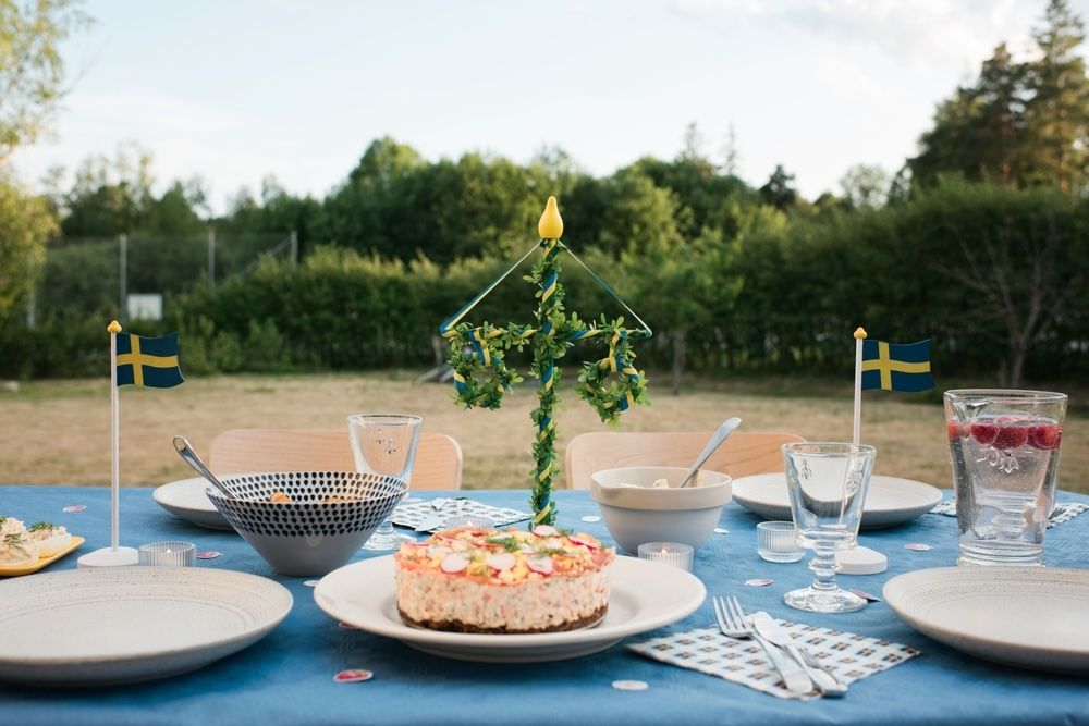 Svéd Midsommer asztal